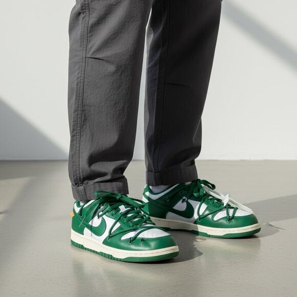 Nike Off-White Dunk Low Sneakers Men's Sz 6 Pine Green Streetwear Sporty Retro